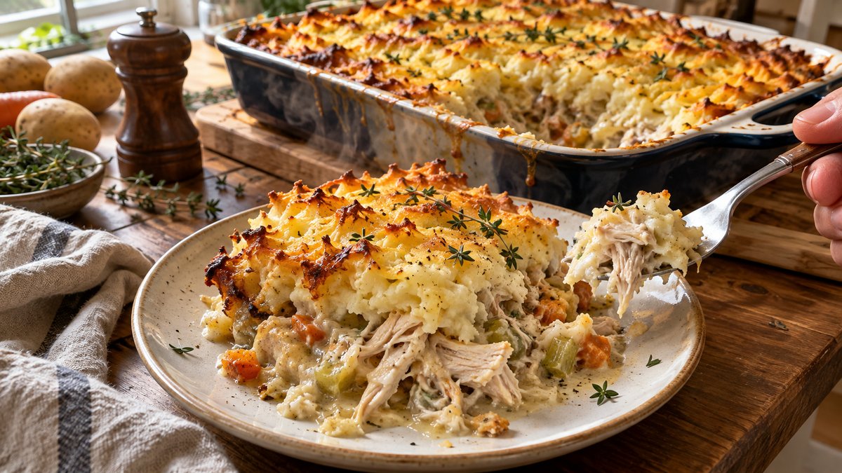Parmentier de restes de poulet rôti fait maison