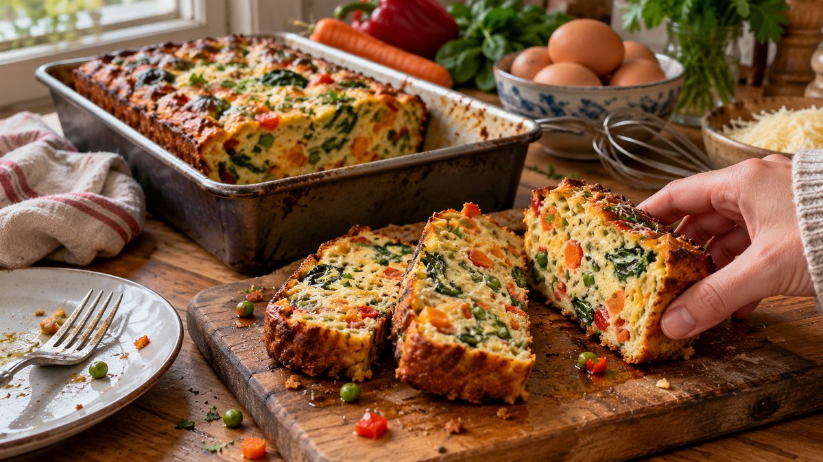 Cake salé légumes et œufs fait maison