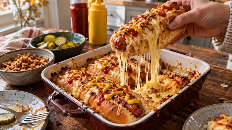 Hot dog au fromage filant fait maison