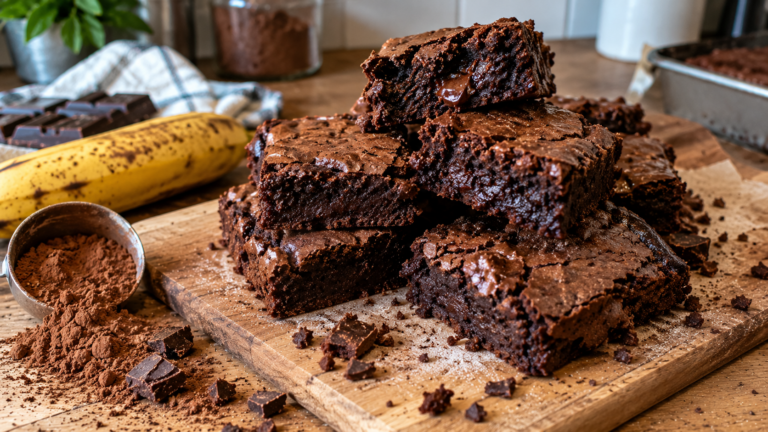 Brownie healthy 3 ingrédients : banane et cacao, sans sucre ni farine