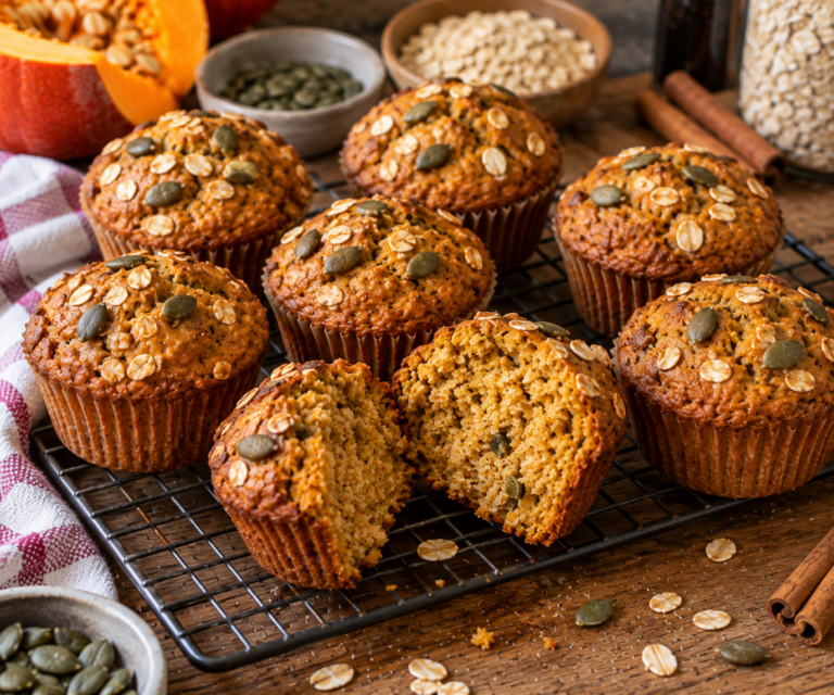 Muffins healthy au potiron et flocons d’avoine : recette healthy d’automne facile