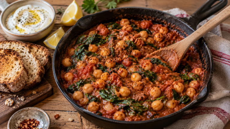 Poêlée de pois chiches, épinards et tomates : le dîner végétarien en 15 minutes