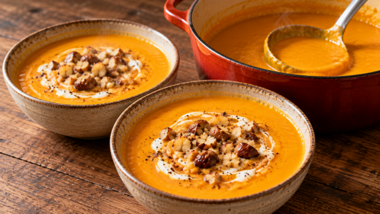 Velouté de potimarron et châtaignes : la soupe d’automne facile et crémeuse